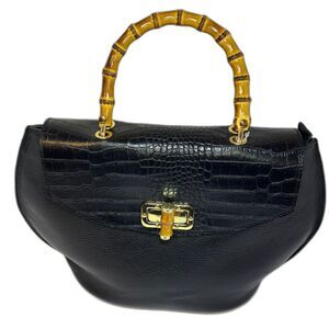 Solo Perché Italy Nove Croc Emboss Leather Purse Handbag Designer Womens